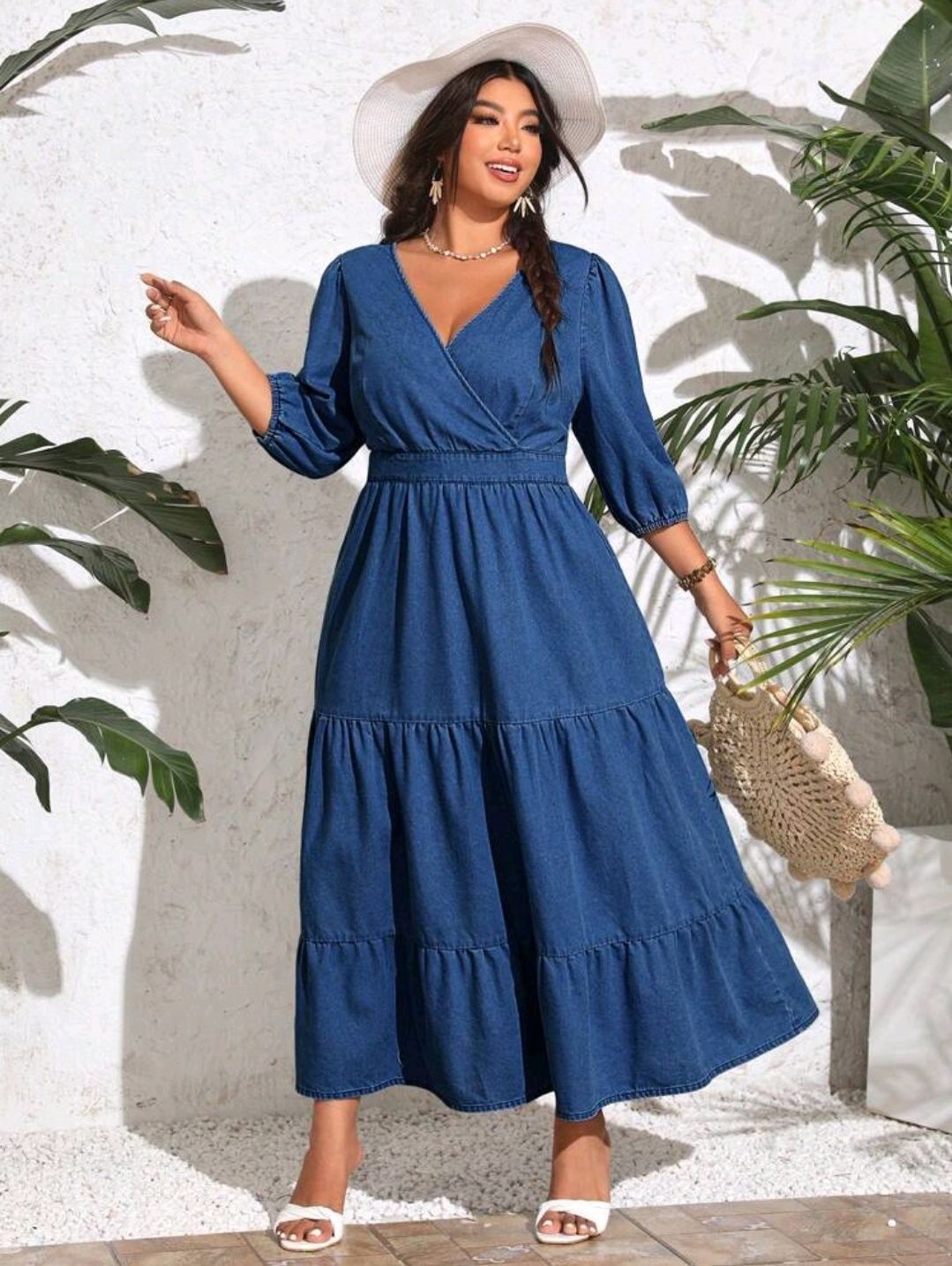 Дълга дънкова рокля 2хл 2xl 48 EU