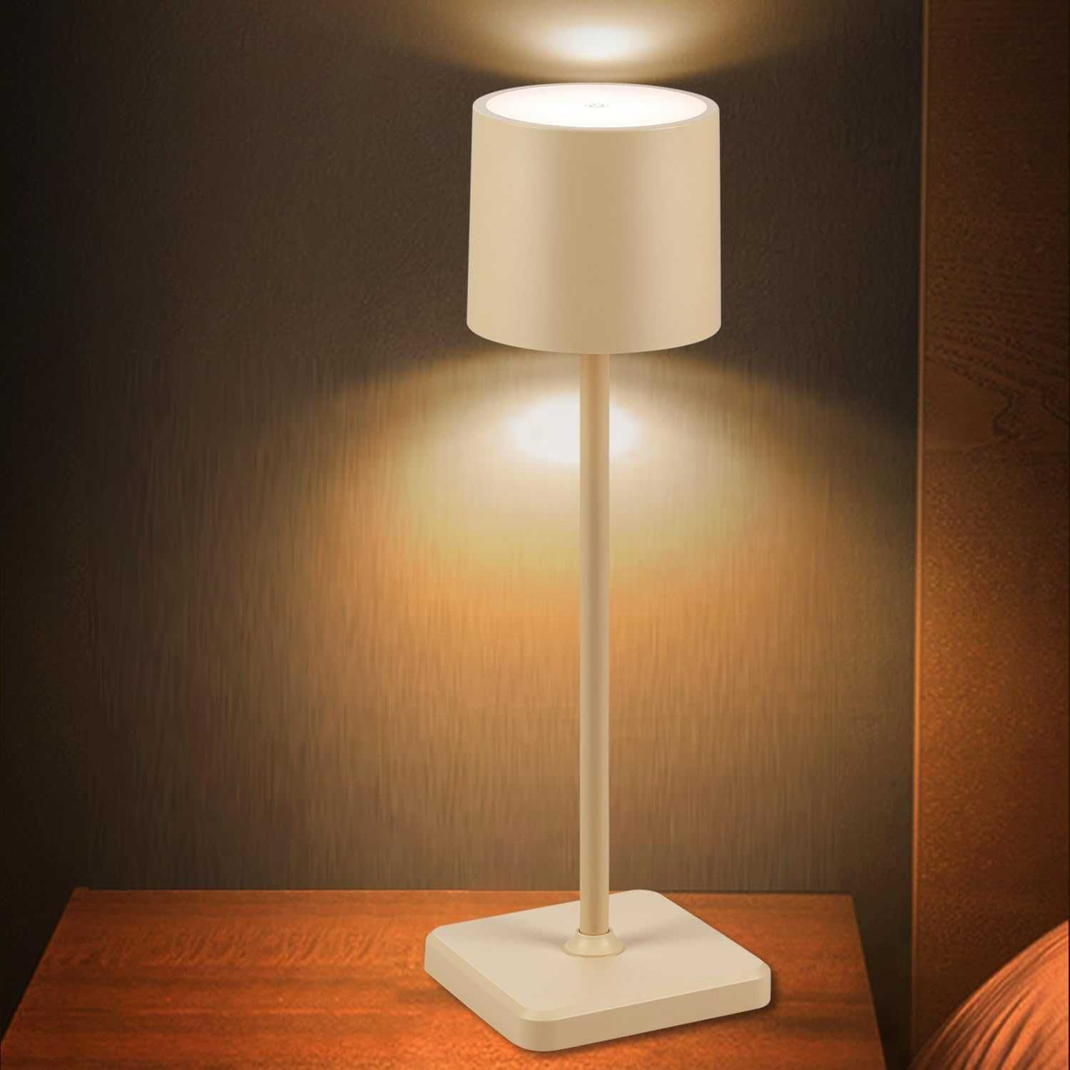 Безжична настолна LED лампа BKZO, IP54 алуминиева, бяла и розова