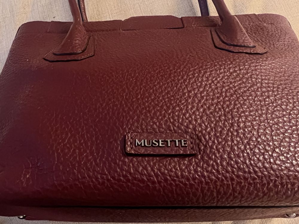 Geanta Musette, piele, culoare visiniu