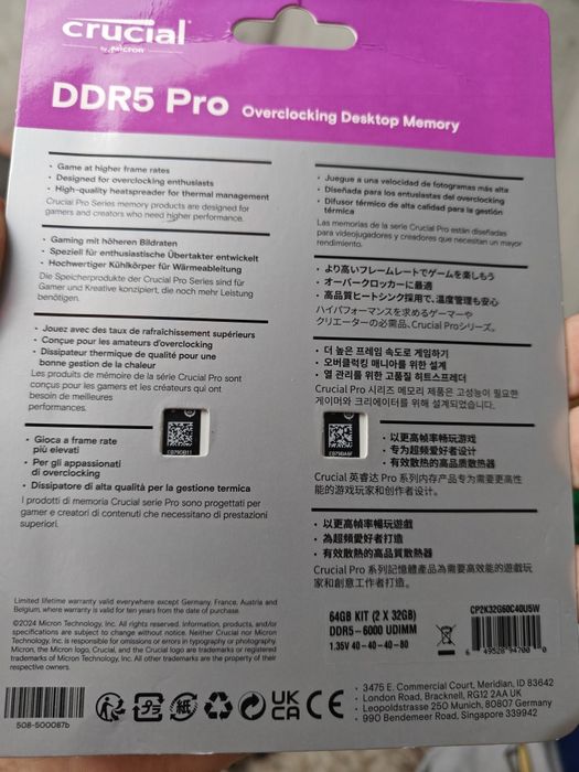 Crucial Pro 64Gb (2x32gb) DDR5 6000Mhz