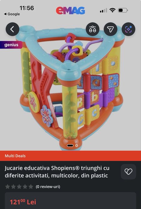 Jucarie educationala triunghi activitati/ casetofon/ bile saltarete