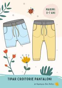 Tipar croitorie pdf A4 +A0 +tutorial pantaloni muselina