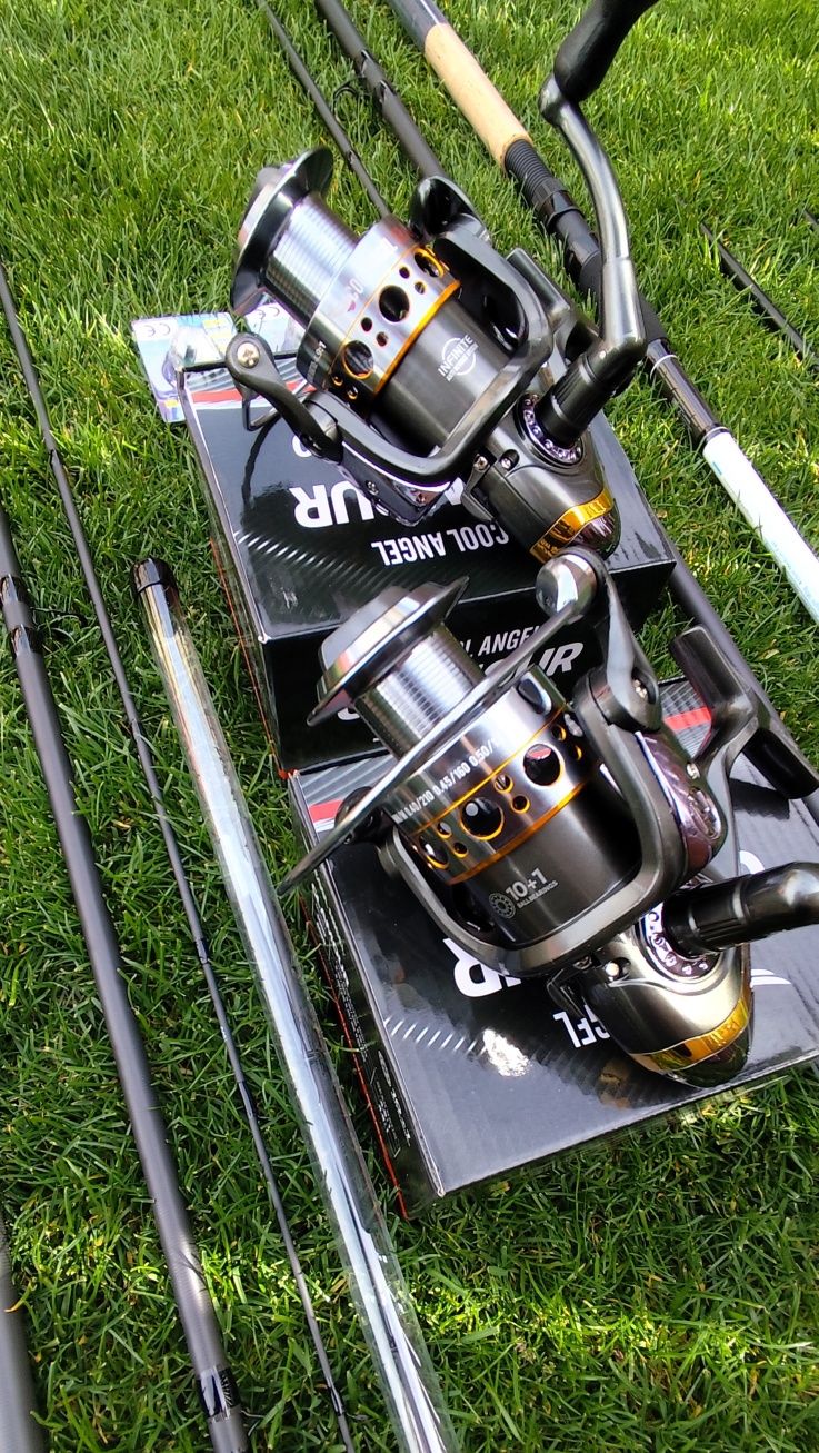 2 Lansete Feeder Carbon X Sense 3,90m,2 Mulinete Glamour 6000,Senzori