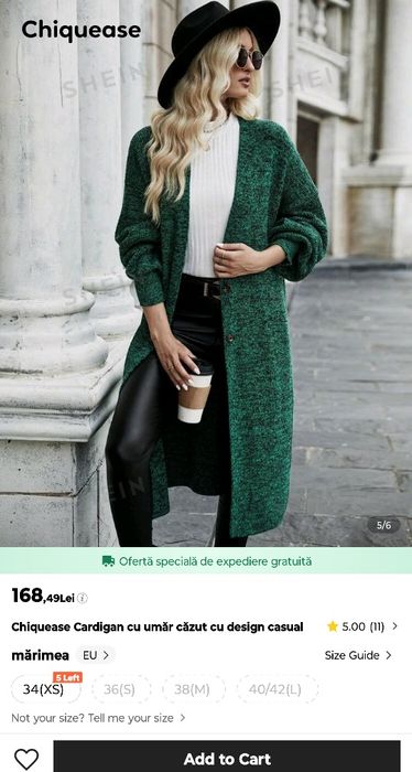 Cardigan lung damă Shein