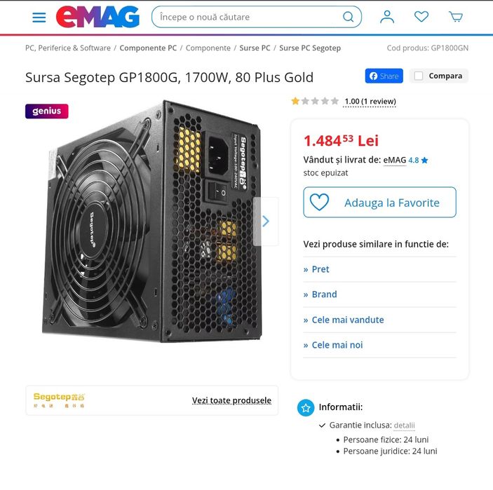 Sursa Segotep GP1800G, 1700W