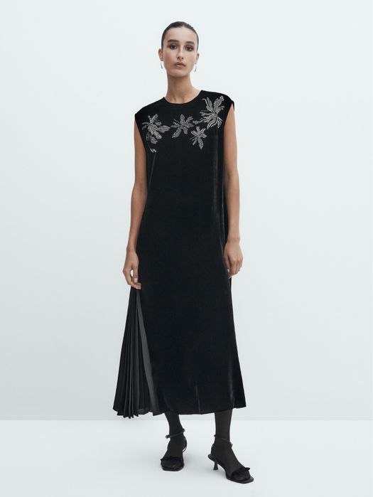 Rochie Massimo Dutti din catifea neagra