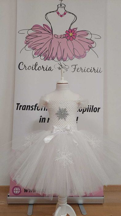 Rochita TUTU Fulg de nea  Fulg de zapada alba serbare iarna Craciun