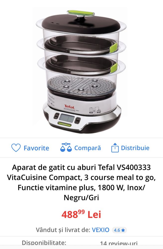 Aparat de gatit la abur Tefal