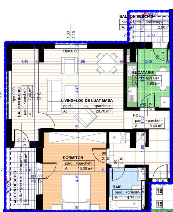 Apartament 2 camere, decomandat, 57.70mp, 1 Mai, zona Parc Nicolae Rom