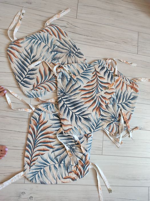 Комплект  4 штуки накидки на сиденье стула, натуральный лен