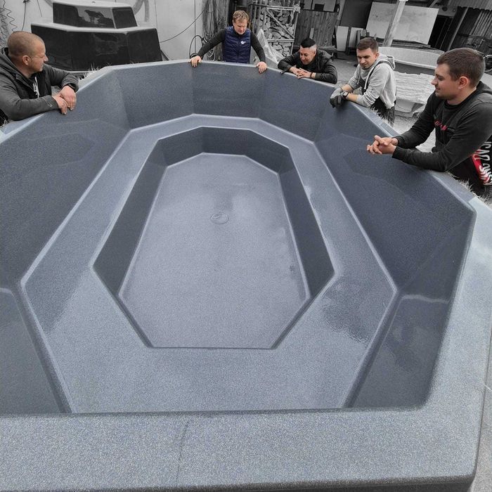 Piscină mică din fibră de sticlă – Pachet FULL cu hidromasaj