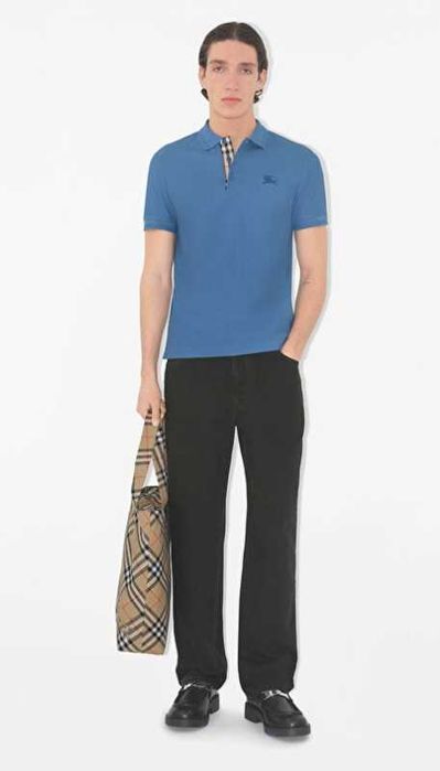 Tricou de lux slim polo 52 XL Burberry original 100% bumbac bleu