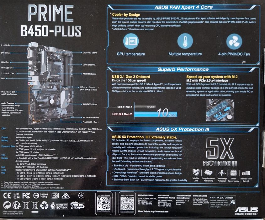 Placa de baza asus prime B450-plus