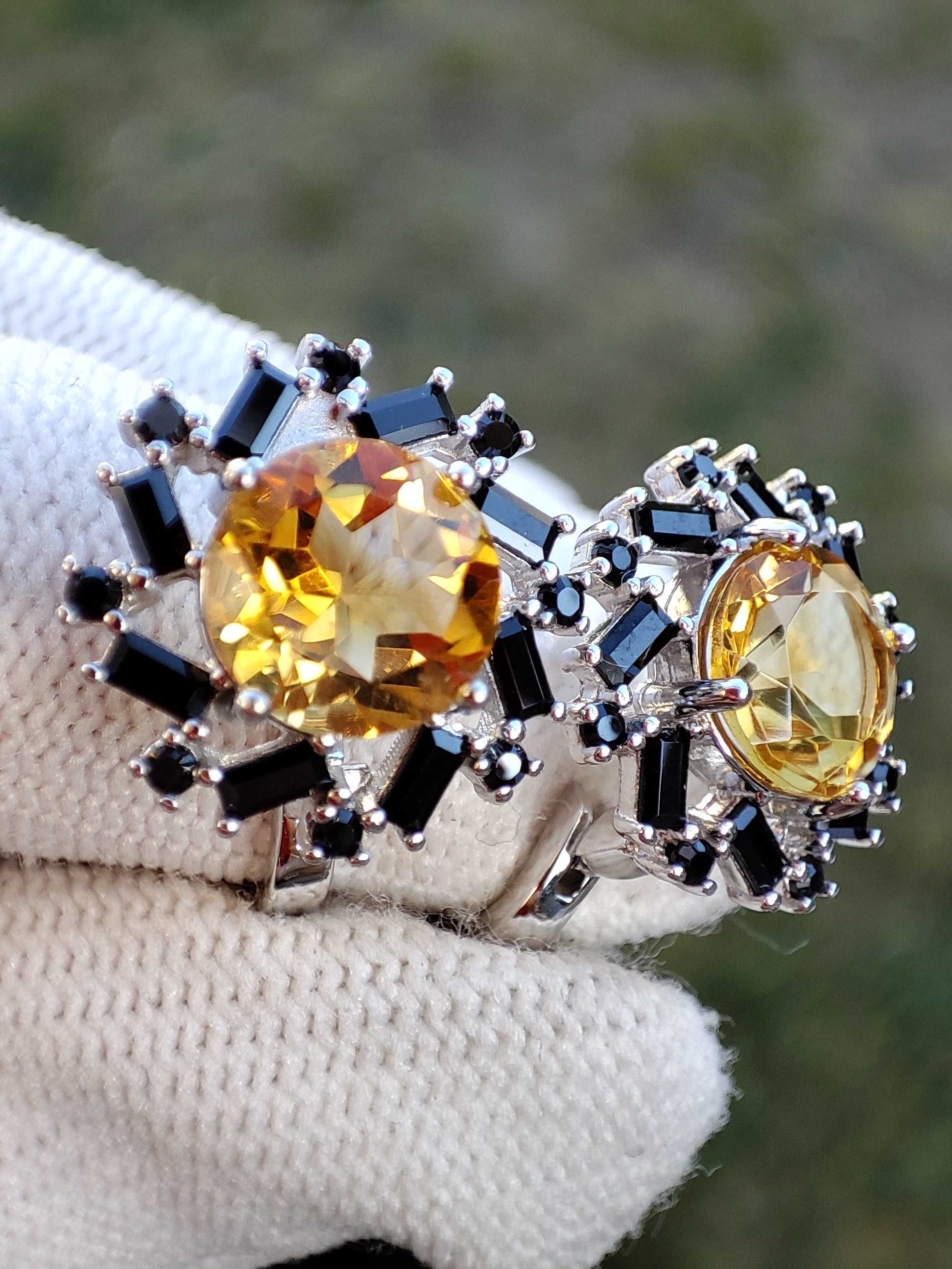 925 Cercei argint cu citrin si spinel