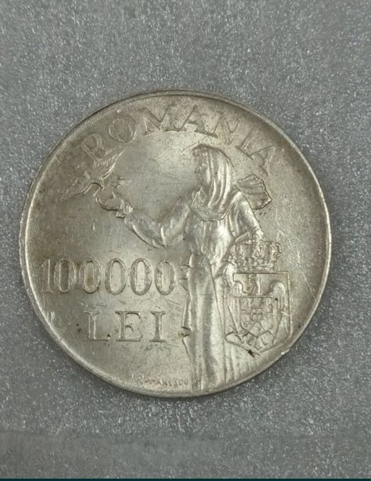 Moneda argint 100000 lei 1946 Regele Mihai (schimb cu Ceas mecanic)