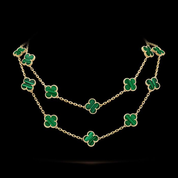 Van Cleef & Arpels VCA Silver Green 20 Motifs Alhambra Дамско Колие