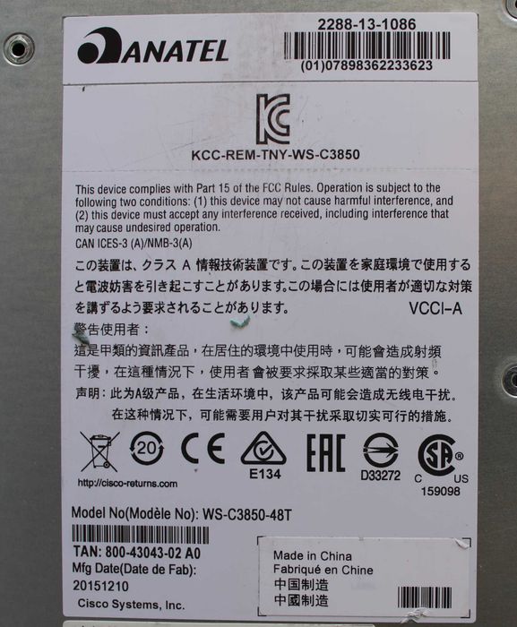 Cisco Catalyst WS-C3850-48T-E