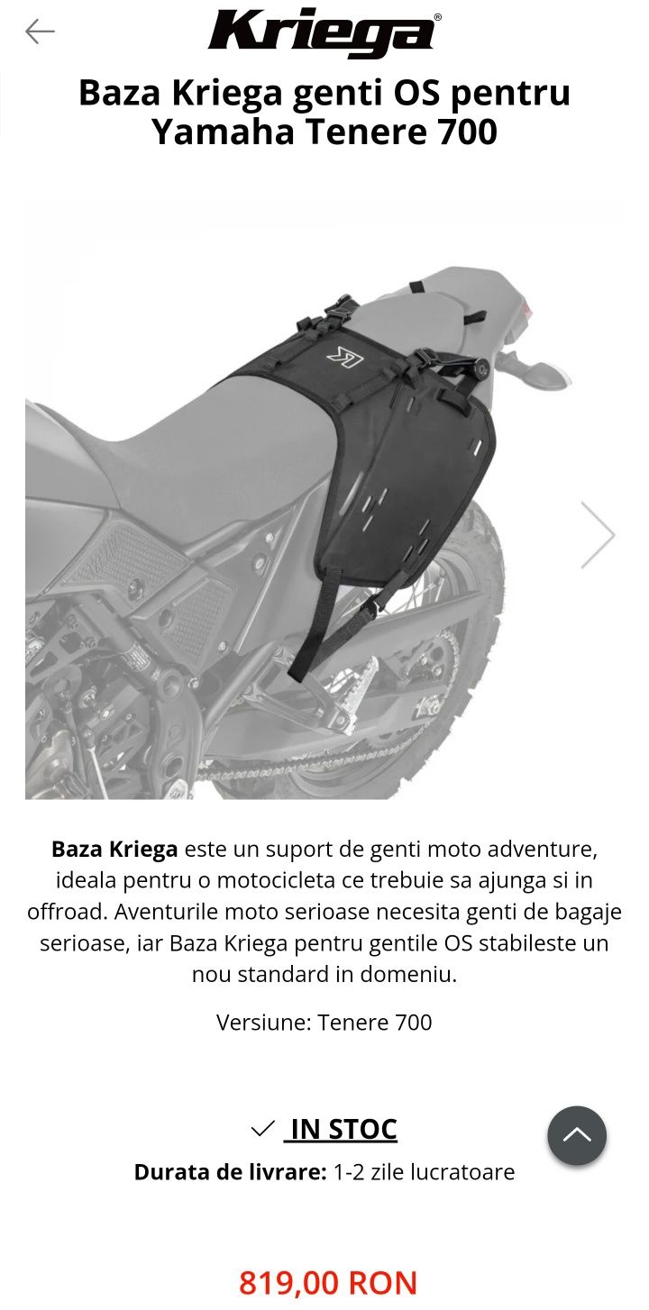 Kriega OS base Tenere 700