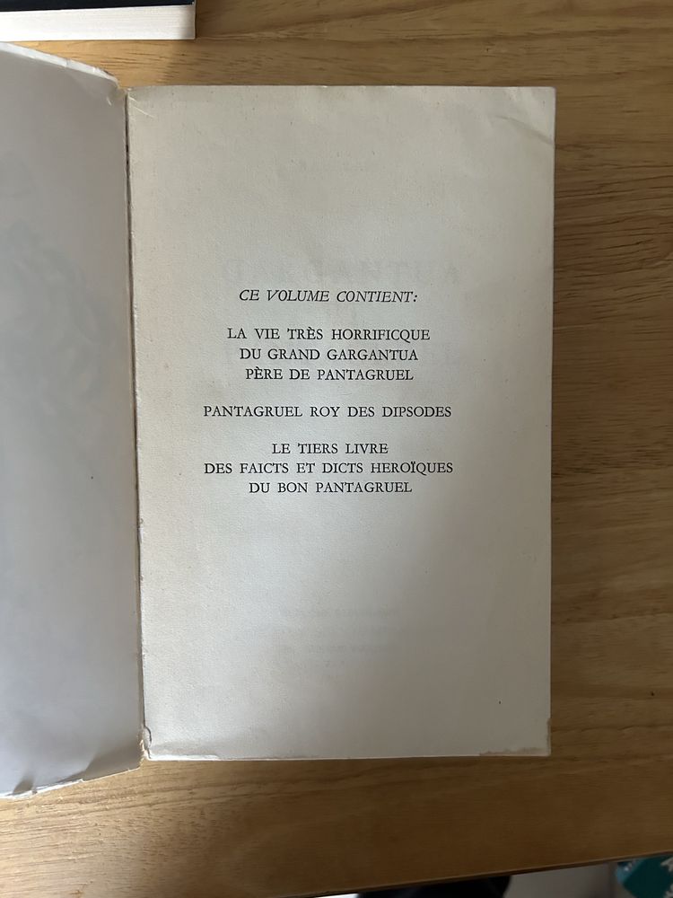 Gargantua et Pantagruel - Rabelais. Editia din 1965, in limba franceza