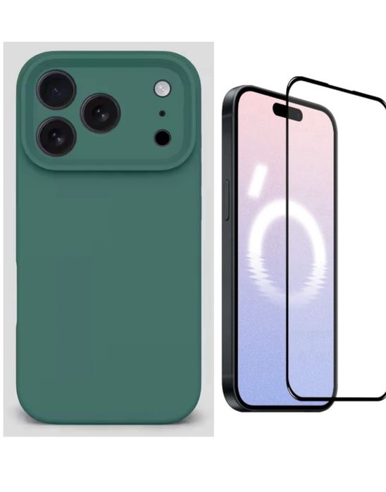 Husa Silicon Plate si Folie Sticla Curbata - Iphone 17 AIR PRO MAX