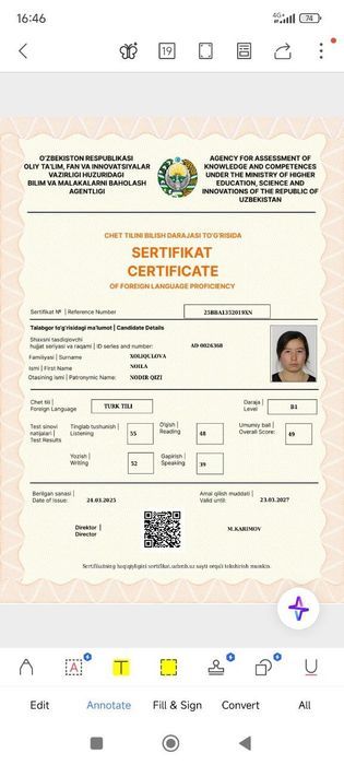 Kurs Turk, oʻzbek, boshlangʻich