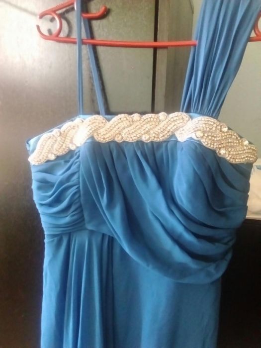 Синя бална/официална рокля в цвят "петролено синьо"