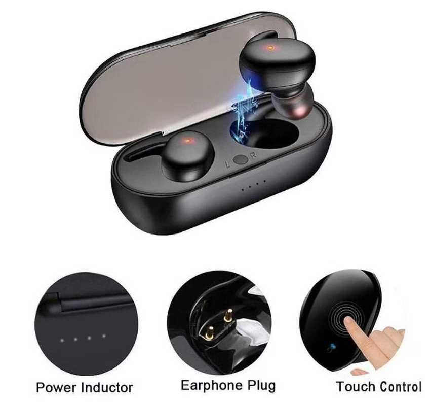 Безжични слушалки, Y30, Bluetooth 5, черни