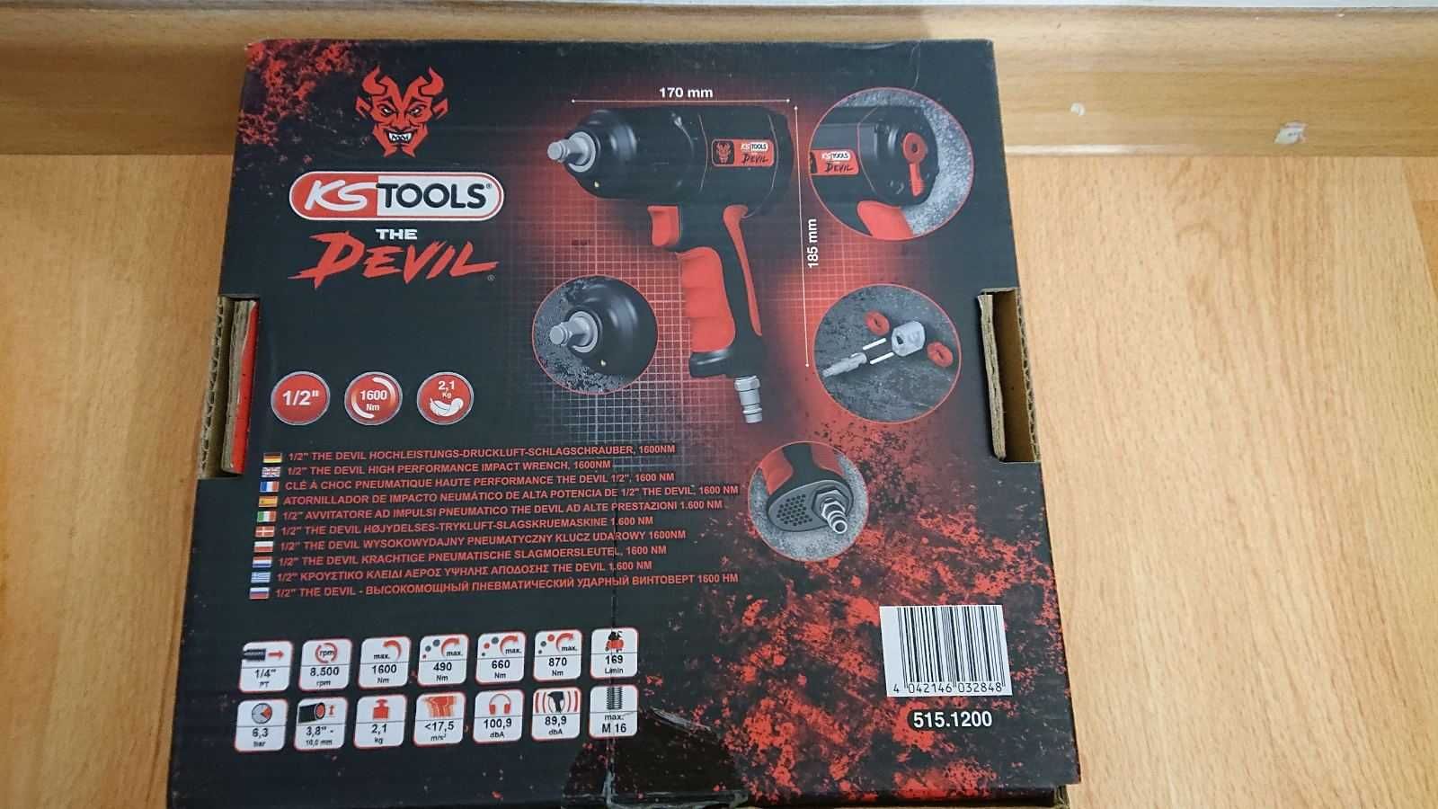 Гайковерт 515.1200 KS Tools пневматичен ударен 1/2" THE DEVIL, 1600Nm