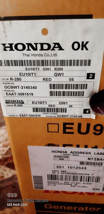 Generator electrogen Honda EU 10iT GW, 1000W, monofazat, benzina