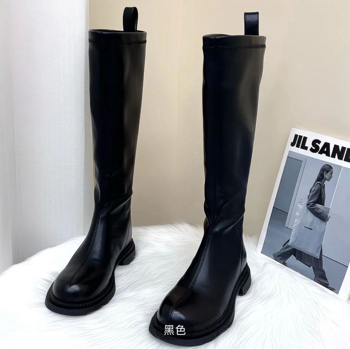 Сапоги Весна-Осень черные длинные