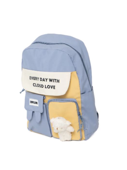 Ghiozdan scoala NOU cu eticheta, albastru cu galben