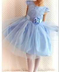 Официална светлосиня рокля за малки принцеси