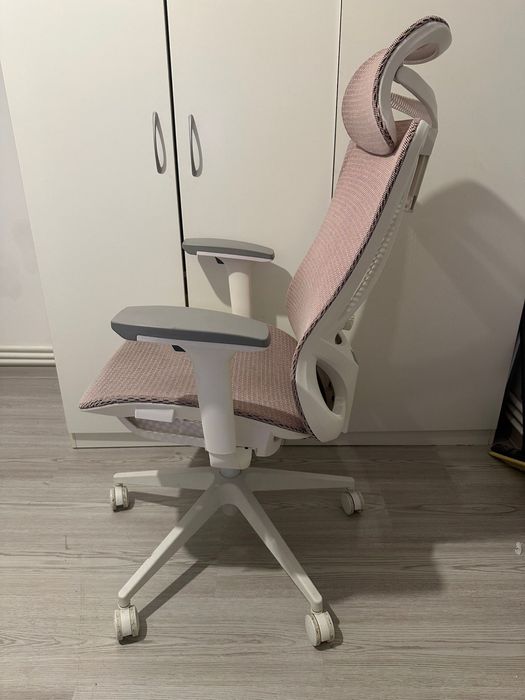 Scaun de birou ergonomic, Bedora Fusion, mesh, roz