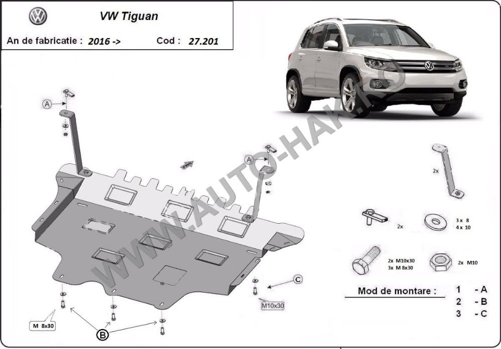 Scut motor metalic VW Tiguan 2016-prezent