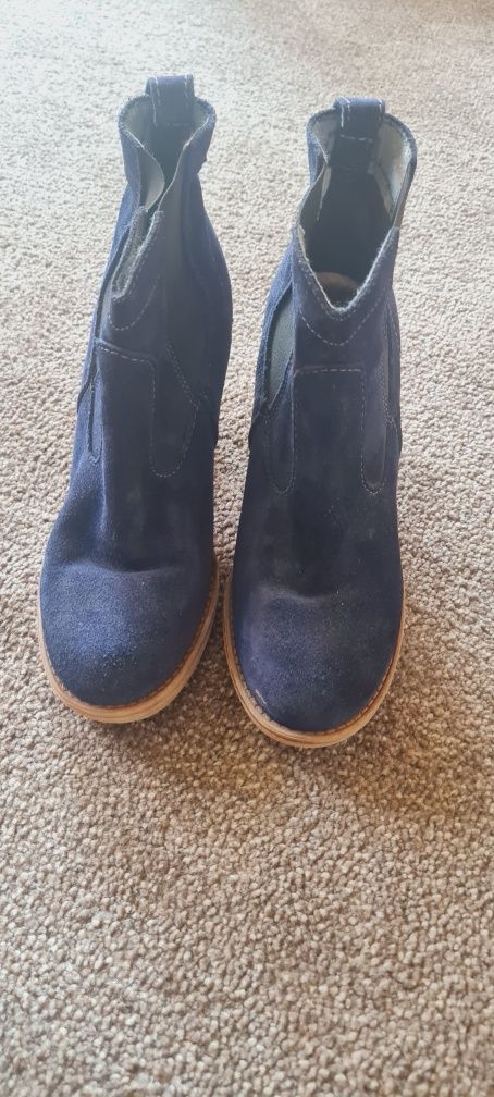 Botine ghete piele intoarsa bleumarin 37