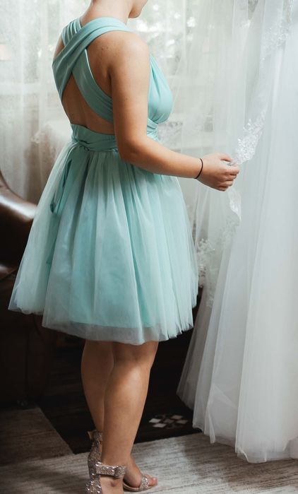 Rochie versatila cu tulle verde mentă