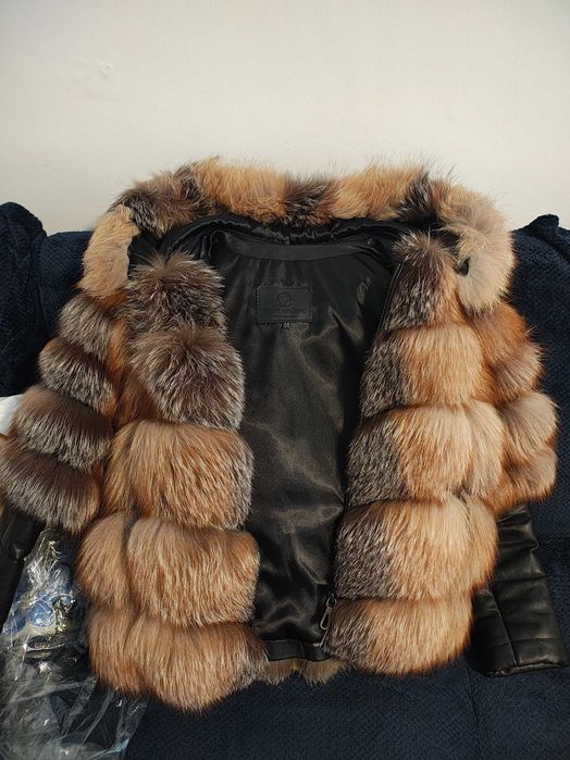 Geaca blana vulpe 2in 1 mărimea M...blana premium!