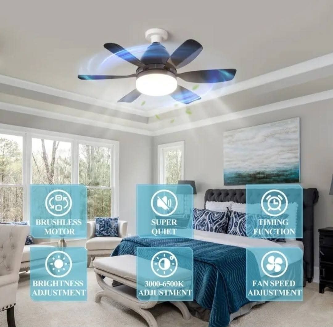 Таванен Вентилатор 6перки 40W 52см с LED Лампа