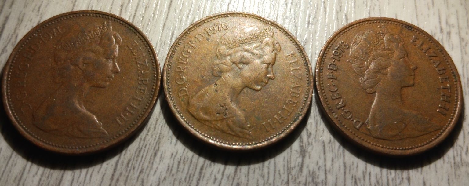 3 monede 2 pence Regina Elizabeta a||a 1971,1976 si 1978