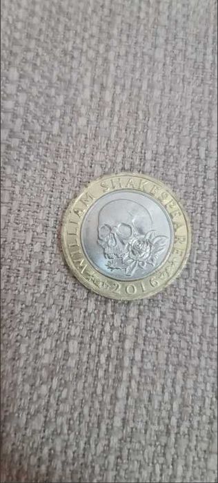Moneda 2 Lire Antica Craniu Shakespeare 2016