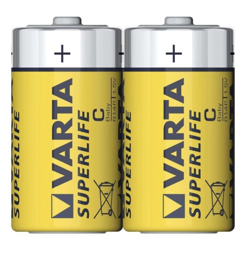Baterii R14, C, Varta Superlife, 1,5V, zinc, blister 2 baterii