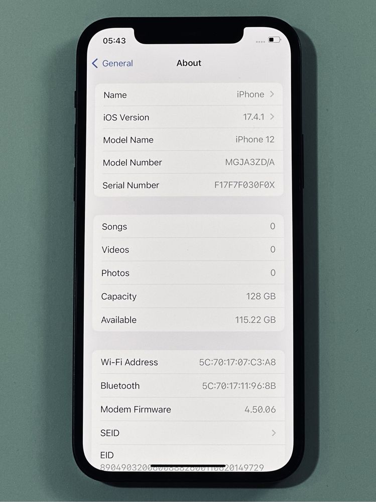 iPhone 12 Black 128GB 94% battery