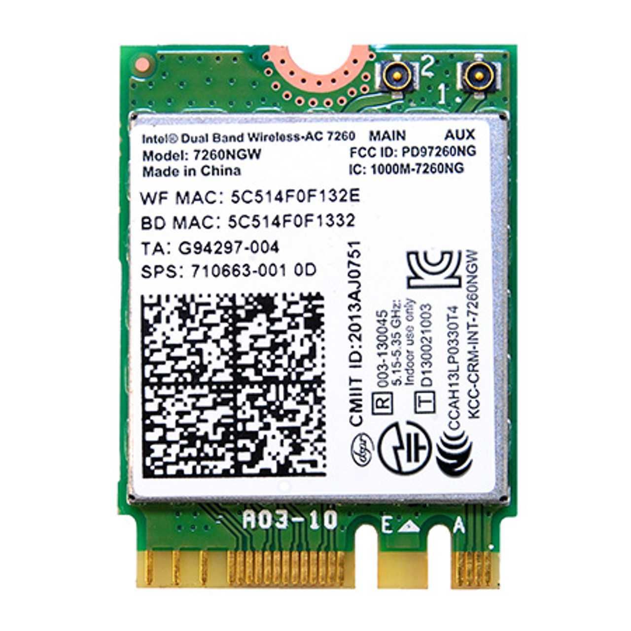 Placa rețea wlan m2 Intel Dual Band AC 7260 867Mbps 802.11ac Bluetooth