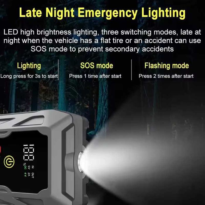 Най-мощния 3000A Джъмпер / Стартер 74000mWh - Пали Всичко и Power Bank