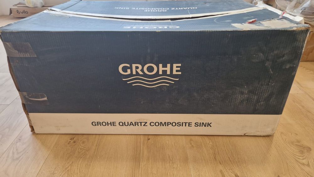 НОВА!GROHE Композитна мивка за кухня в цвят сив гранит с отцедник K400