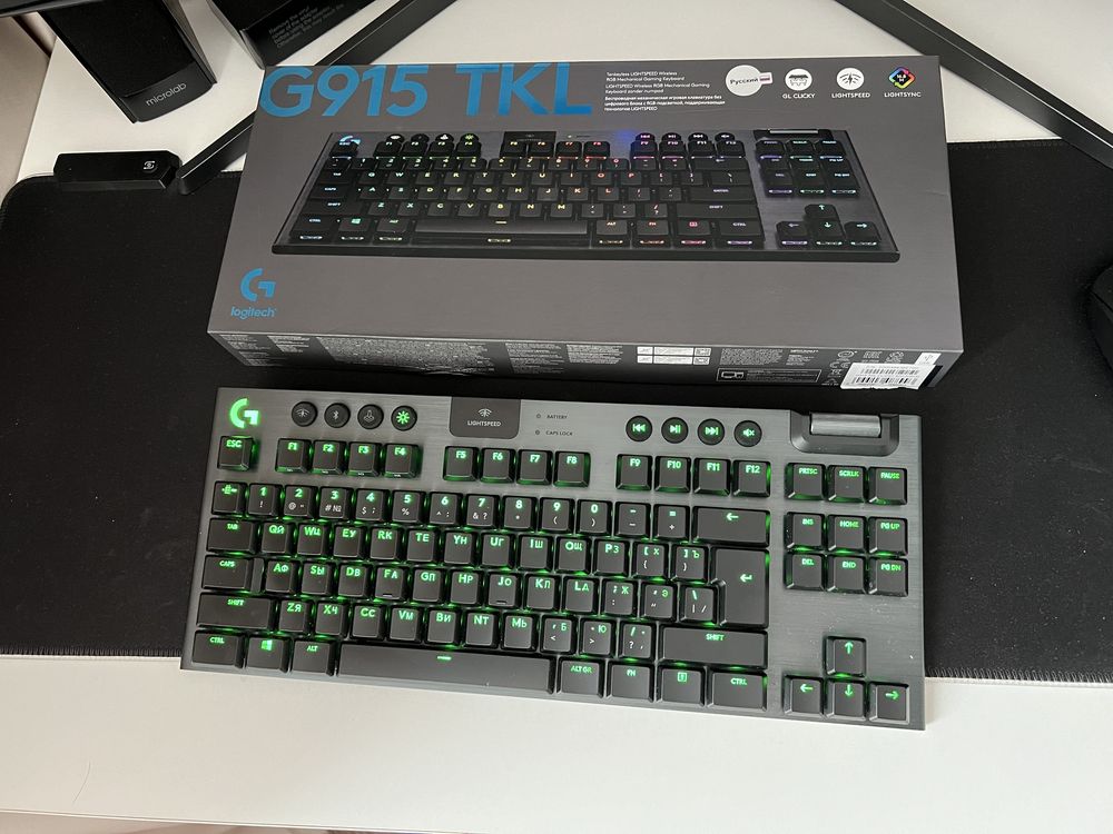 Клавиатура Logitech G915 TKL Lightspeed, Carbon, Bluetooth, USB