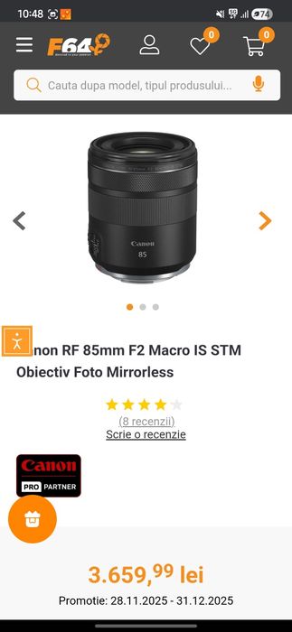 Obiectiv Canon Rf 85mm f2