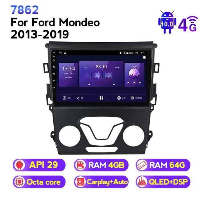 Navigatie Android 14 Ford Mondeo 2013-2019 1/8 Gb Waze CarPlay +CAMERA