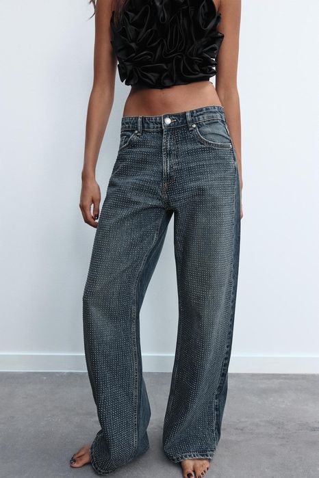 Дънки с камъни Zara + ПОДАРЪК