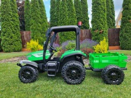 Tractor electric cu remorca si telecomanda XL, roti EVA, 24V7Ah